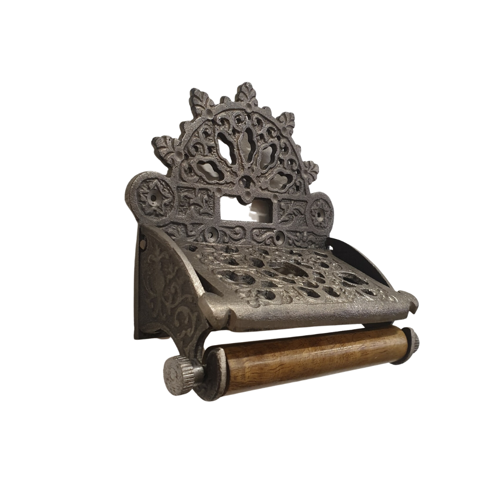 Victorian Lidded Toilet Roll Holder | Antique Silver SECOND