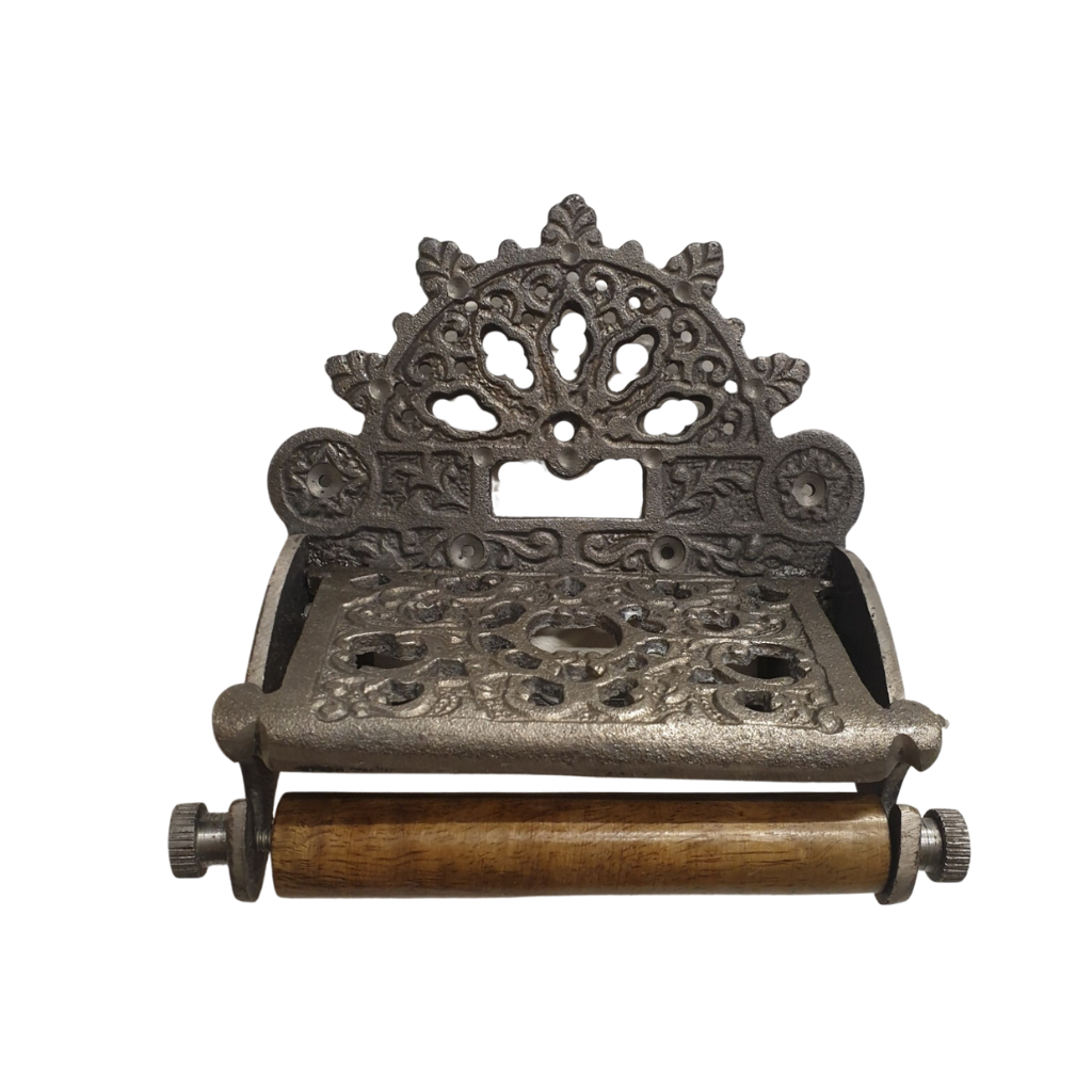 Victorian Lidded Toilet Roll Holder | Antique Silver SECOND