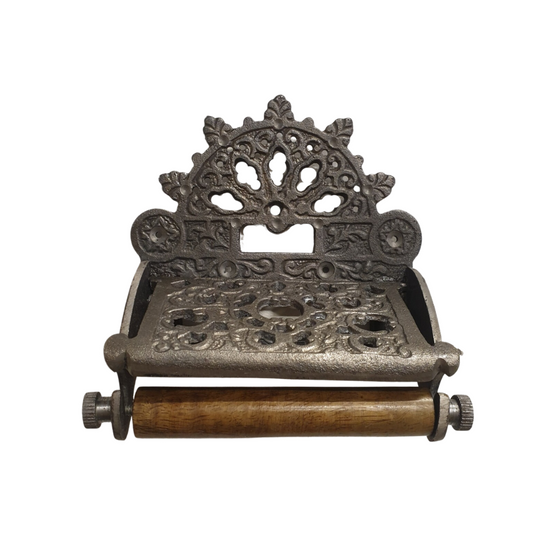 Victorian Lidded Toilet Roll Holder | Antique Silver SECOND