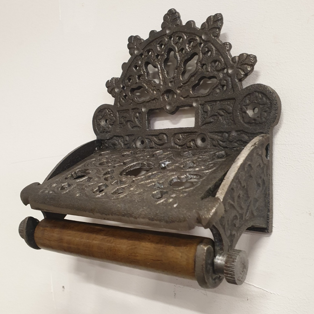 Victorian Lidded Toilet Roll Holder | Antique Silver