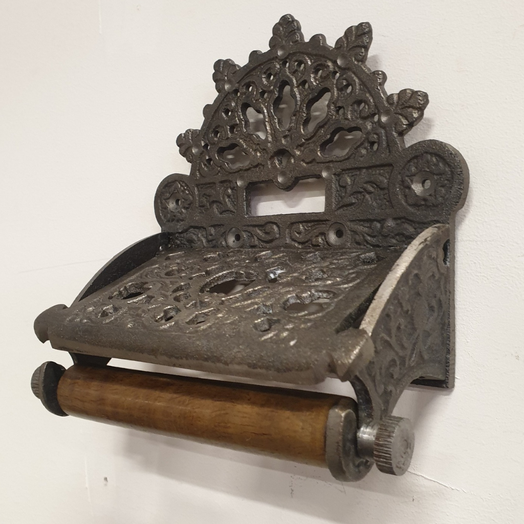 Victorian Lidded Toilet Roll Holder | Antique Silver SECOND