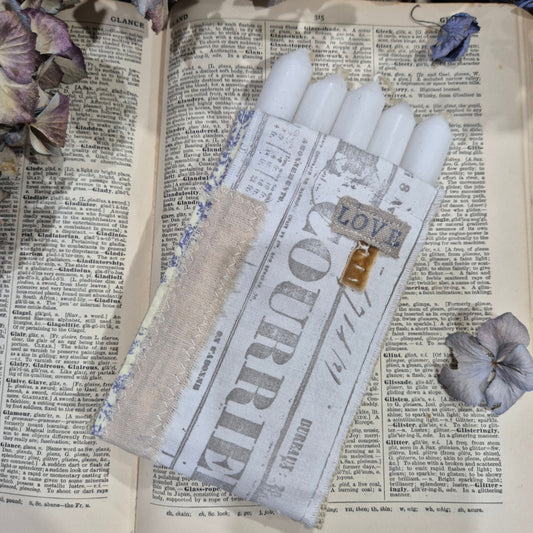 Carol Candles in vintage fabric gift bag