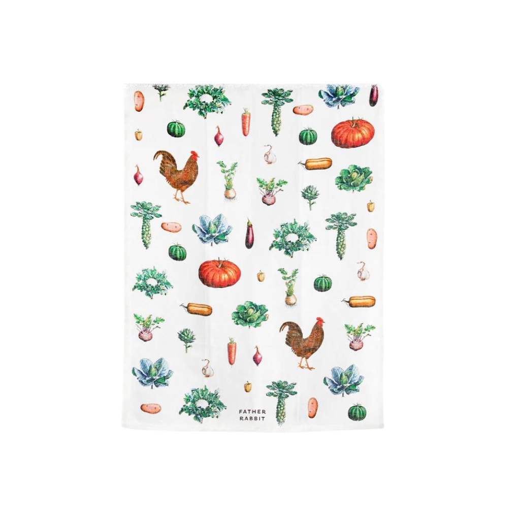 Father Rabbit Linen Vintage Vegetable Teatowel