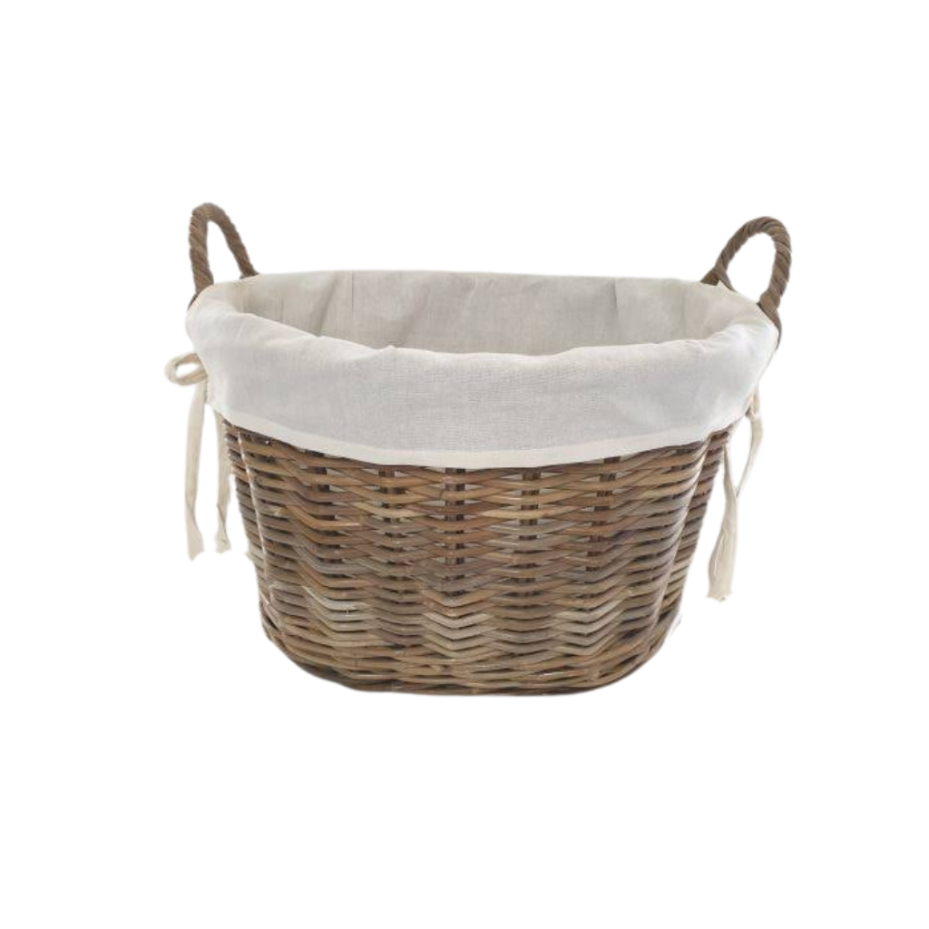 Lined Wicker Washing Basket
