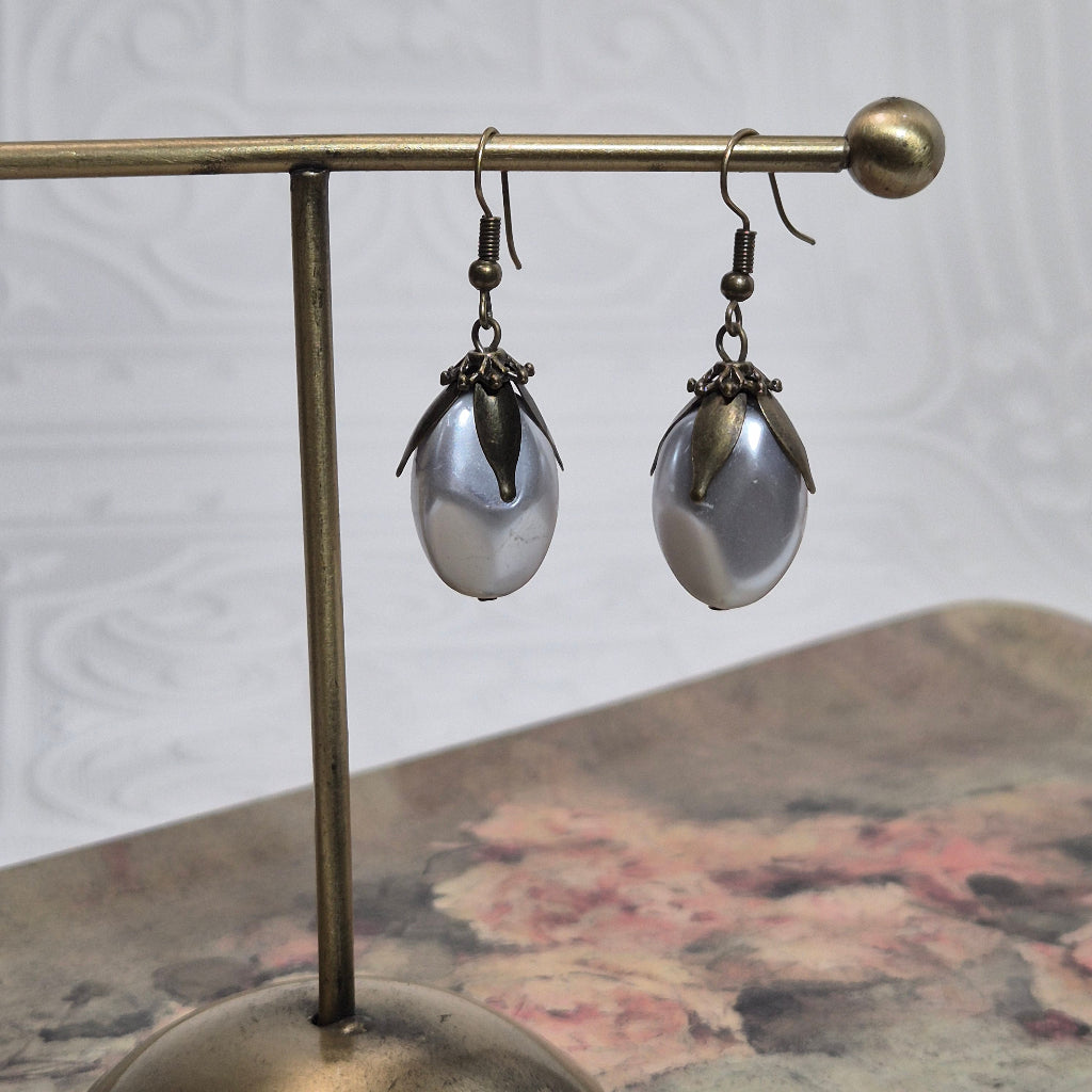 Grey Almond Earrings