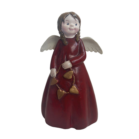 Angel Holding Hearts Garland | Red