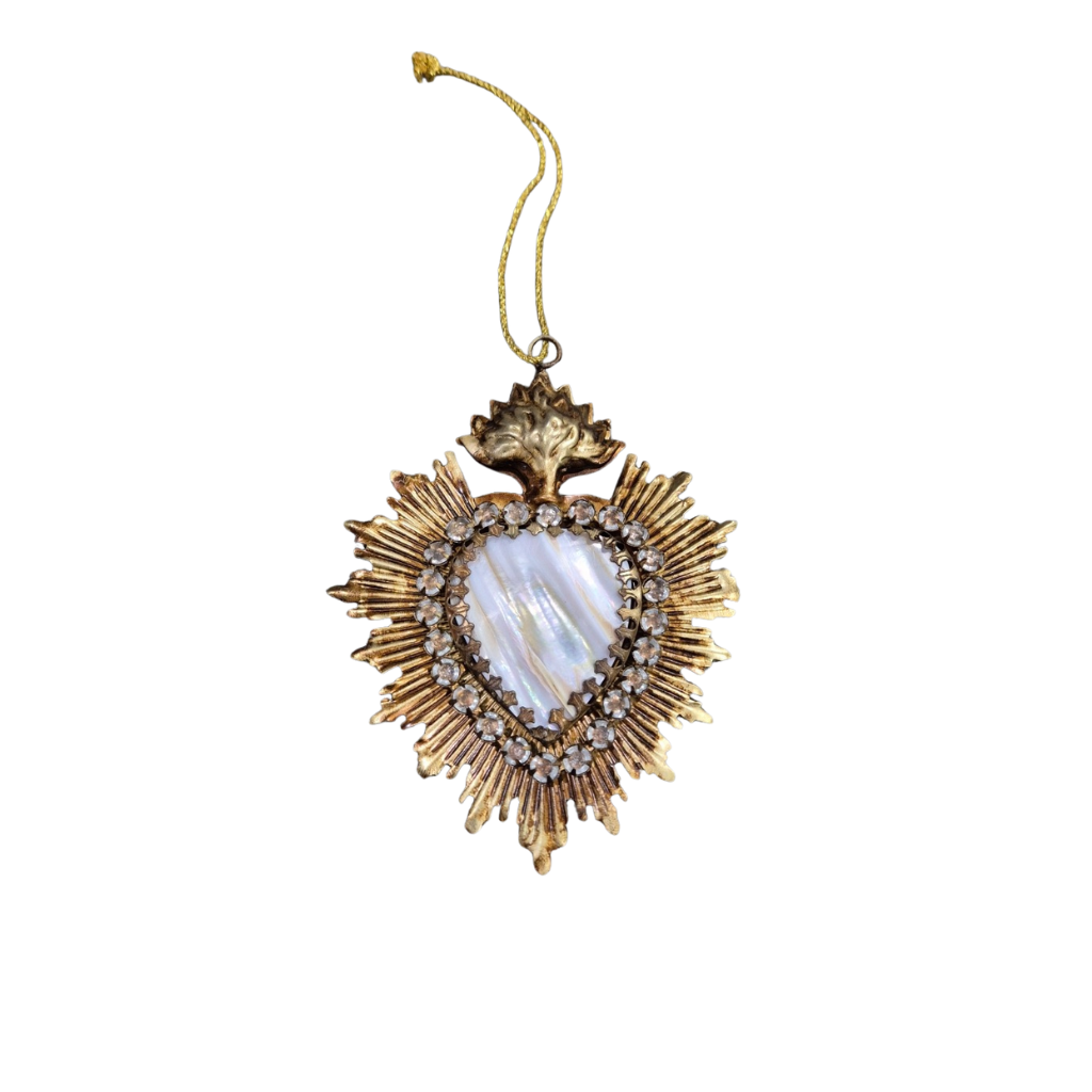 Jewelled Stone Gold Heart Hanging Decor