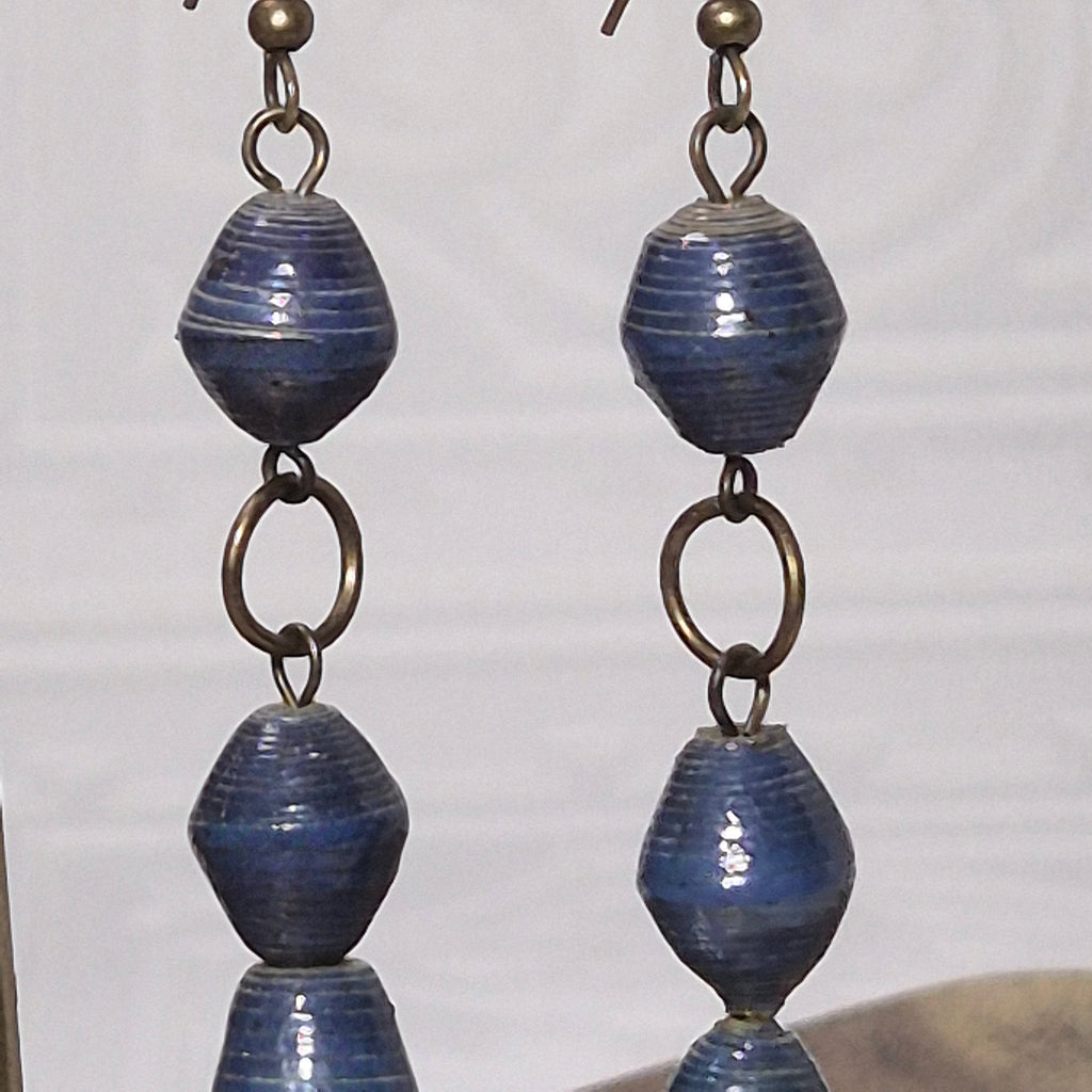 Moody Denim Earrings Close Up