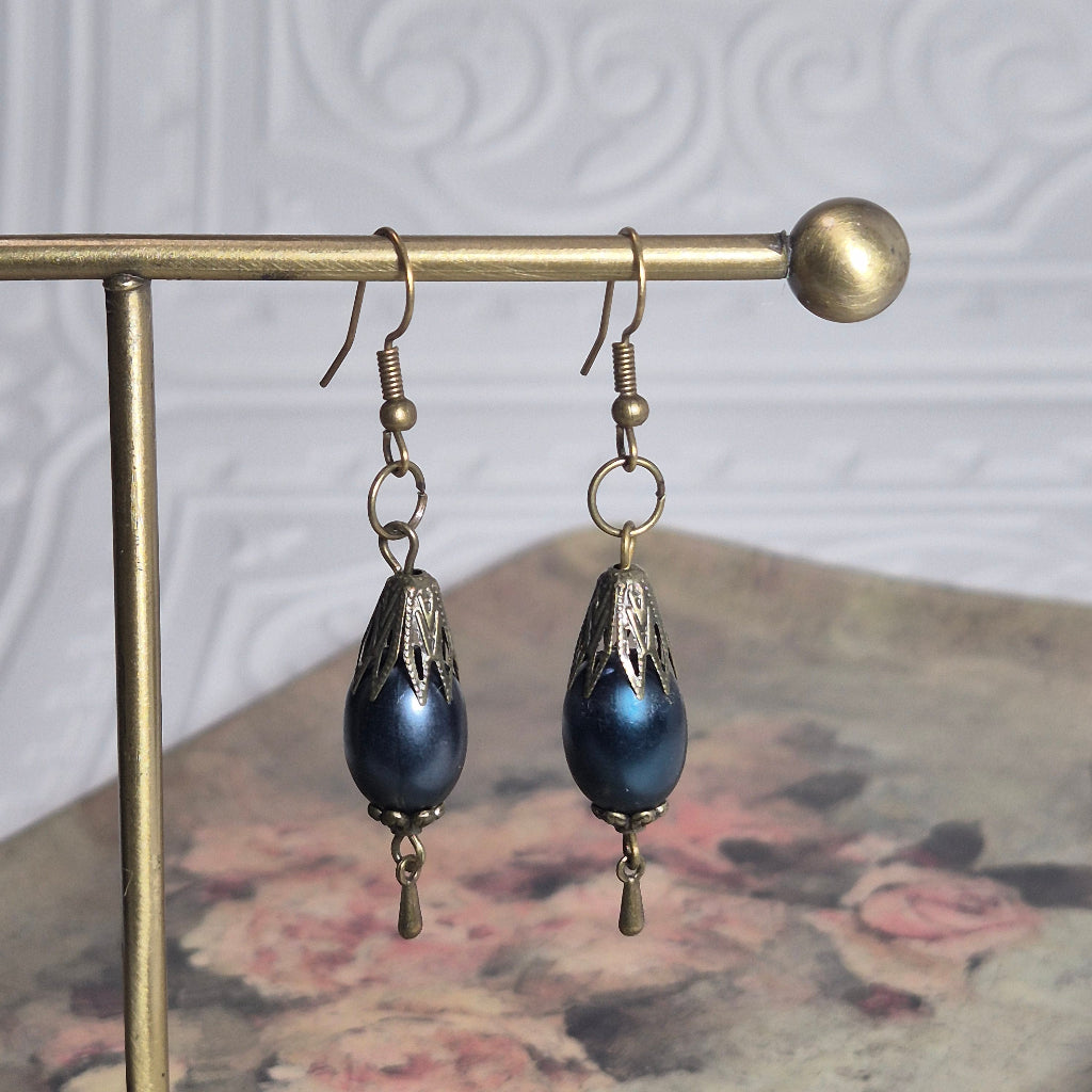 Navy Diana Drop Earrings