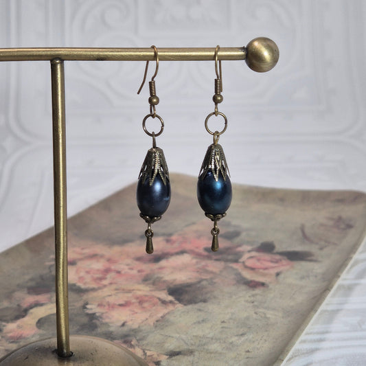 Vintage Diana Navy Earrings