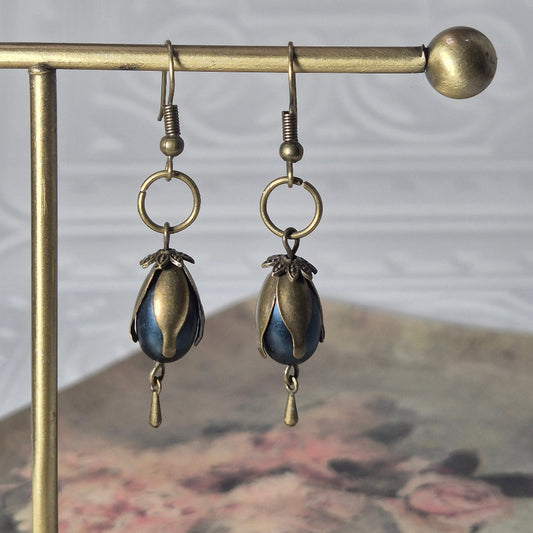 Navy Tulip Earring