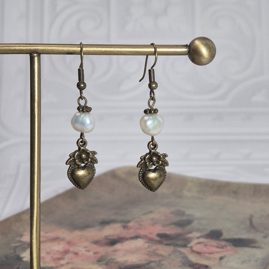 Pearl Heart Earrings