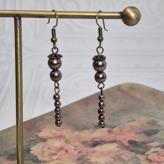 Pearly Mauve Drop Earrings