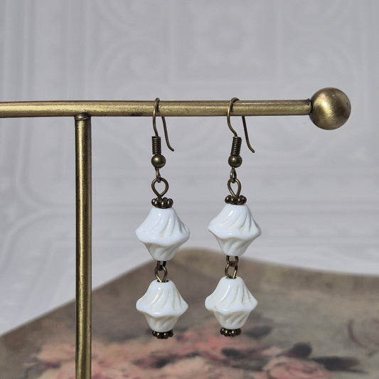 Porcelain White Duo Earrings