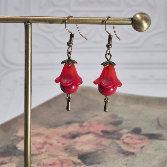 Red Bluebell Earrings
