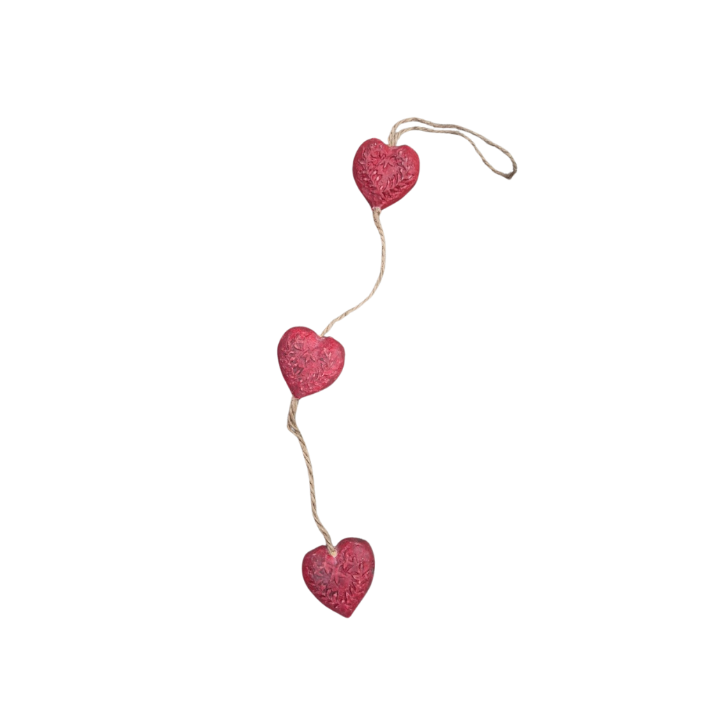 Red Hearts on String