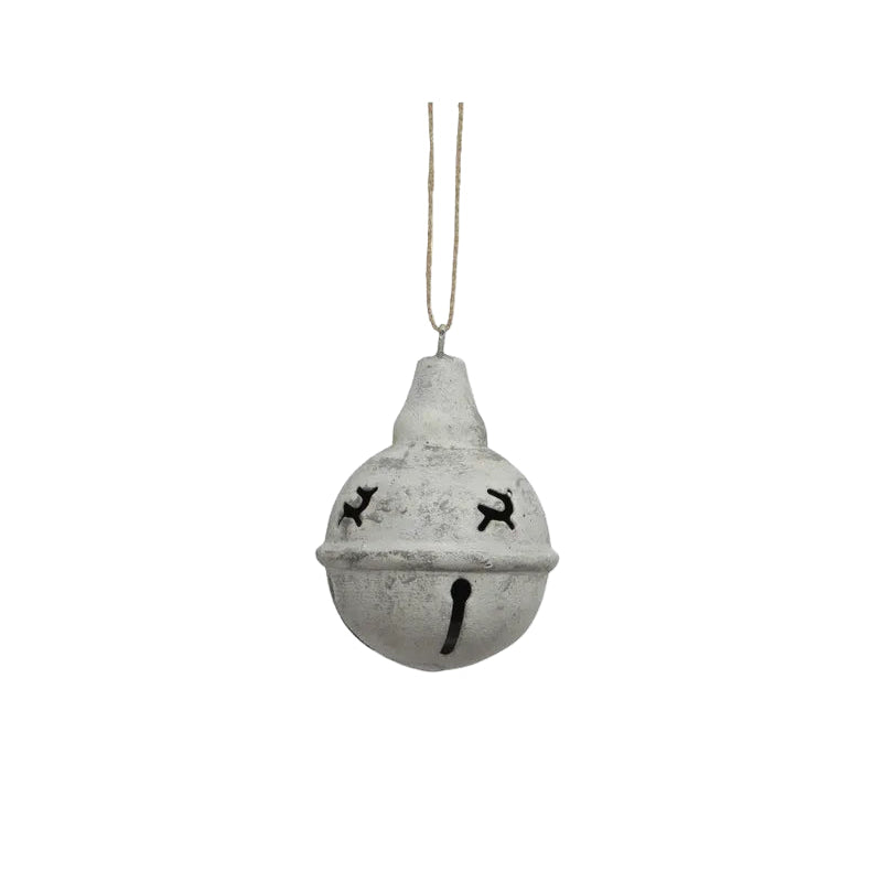 Decorative grey jingle bell with cut-out designs