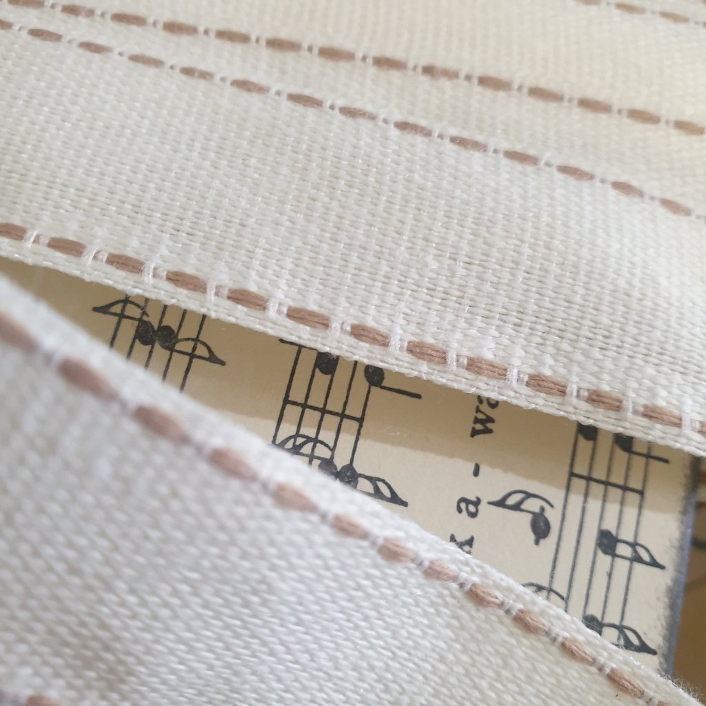 Taupe Stitching Ribbon Close Up