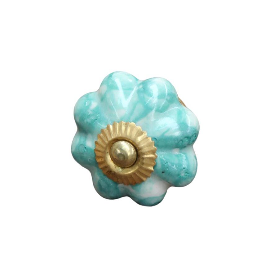 Teal Cloud Ceramic Knob