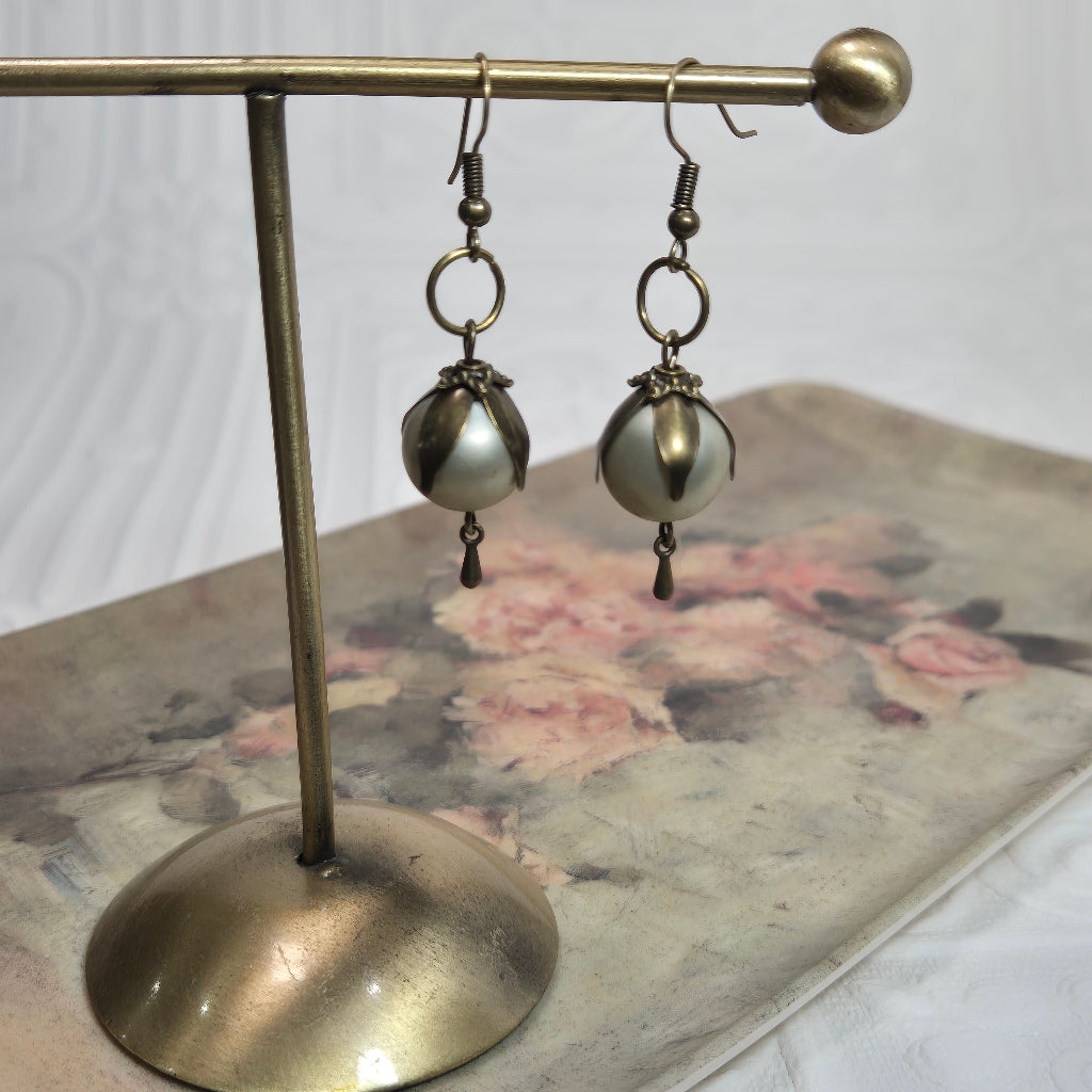 Vintage Grey Handmade Earrings