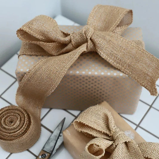 Hessian Ribbon with Gold Metalic Thread | 4.5mts