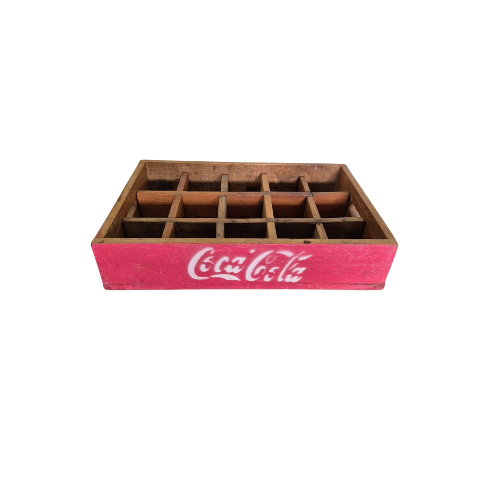 Wooden Coca-Cola crate a white background