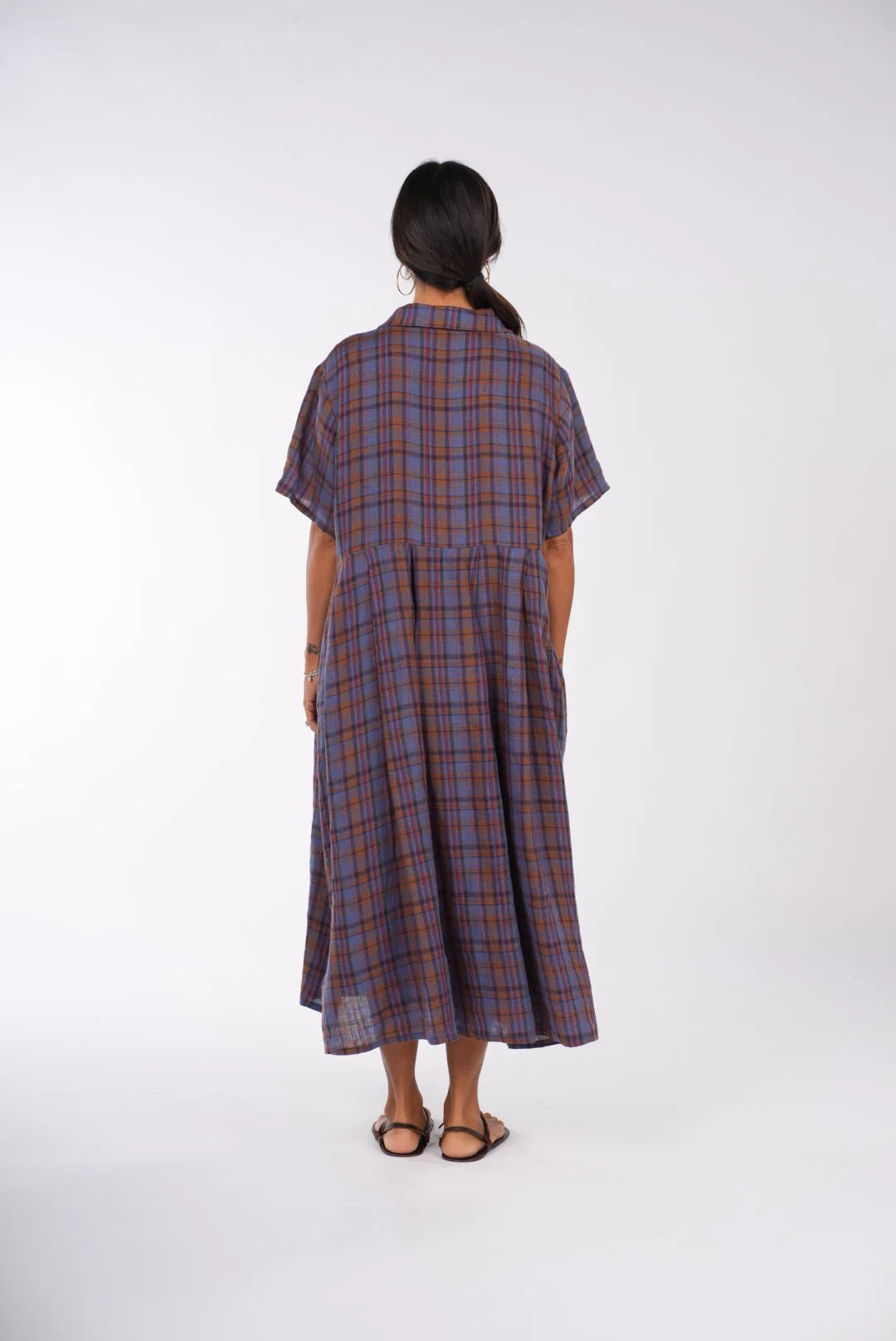 Vianne French Linen Check Dress