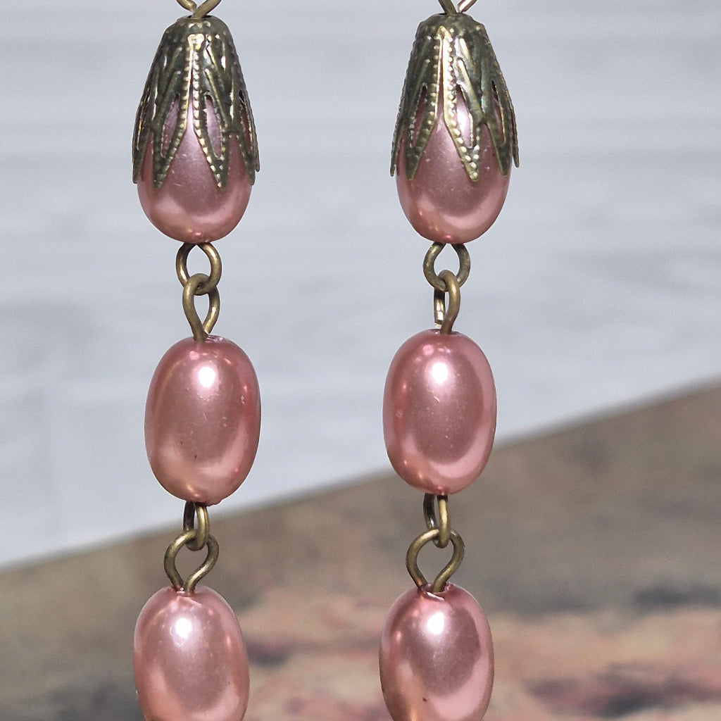 pink trio close up earring