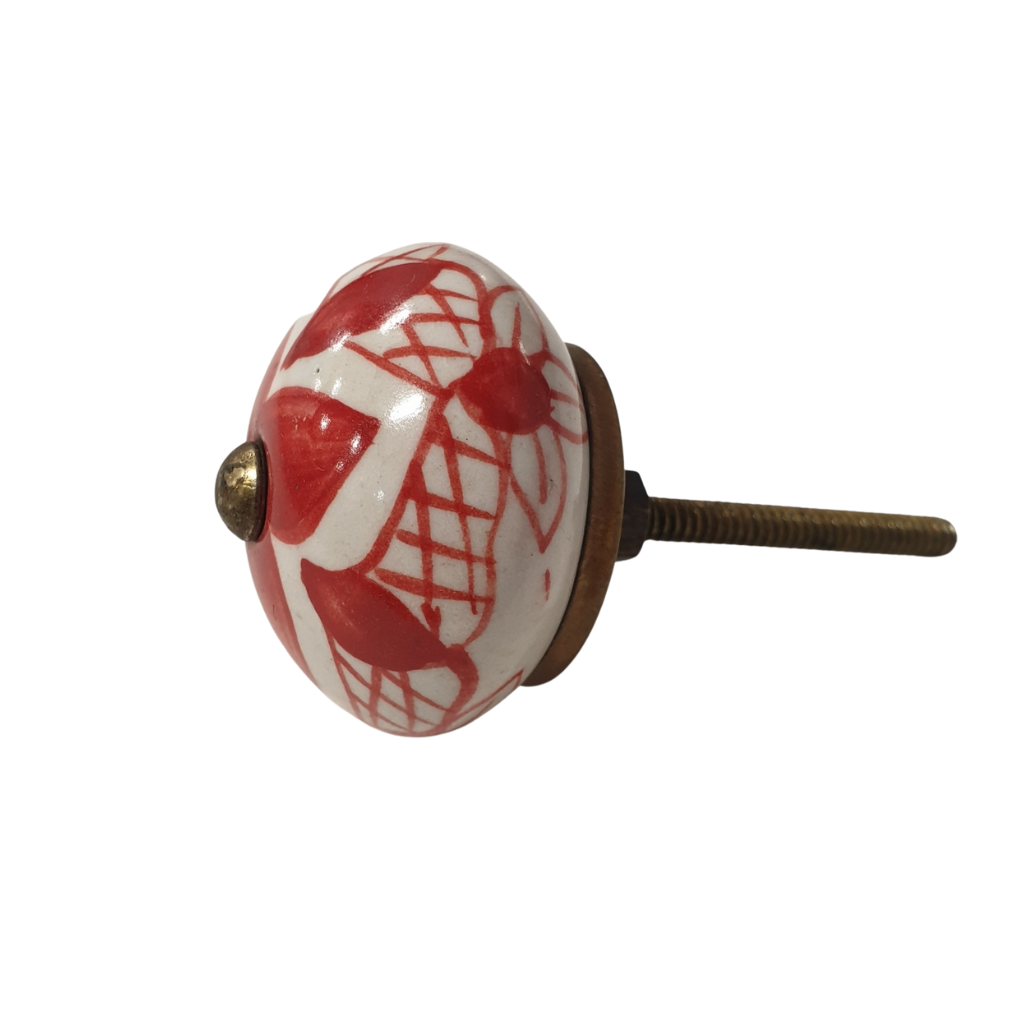 Cottage Red Ceramic Knob