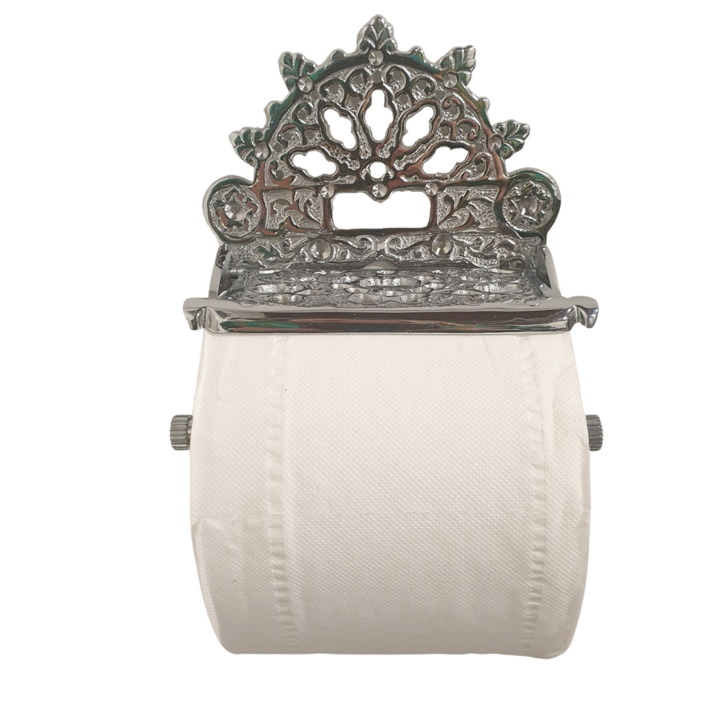 Victorian Lidded Toilet Roll Holder | Chrome