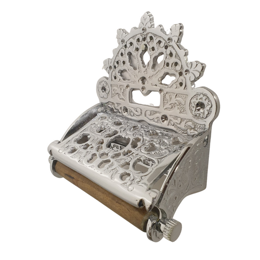 Victorian Lidded Toilet Roll Holder | Chrome