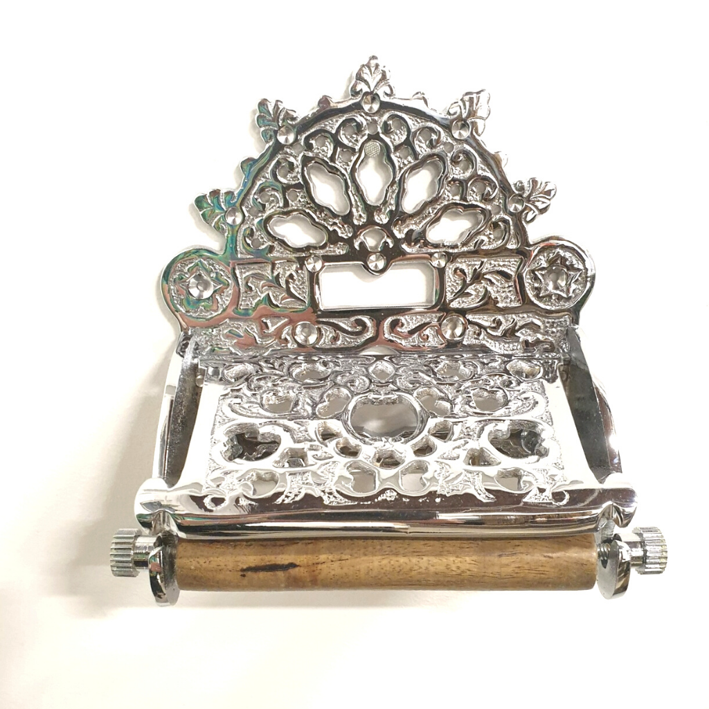 Victorian Lidded Toilet Roll Holder | Chrome