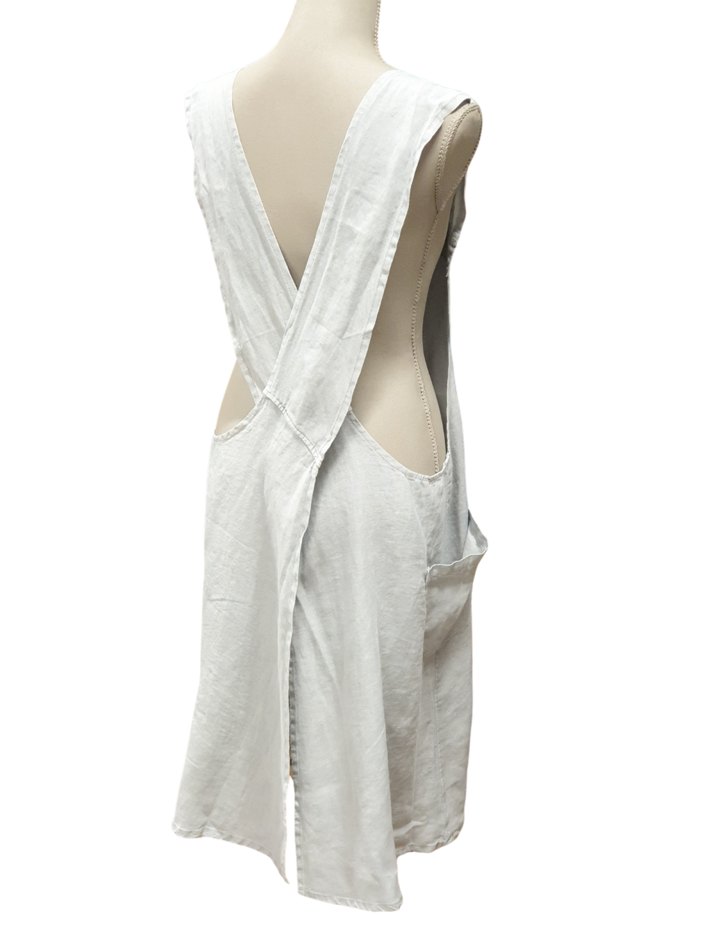 Cross Back French Linen Apron | Green