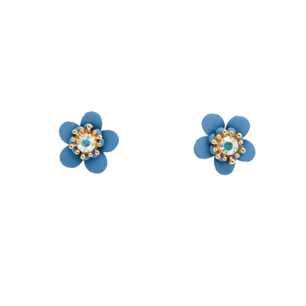 Ocean Blue Flower with Stone Earring by Stella + Gemma