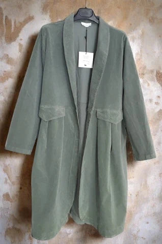 Frederic Italian Velvet Coat | Khaki