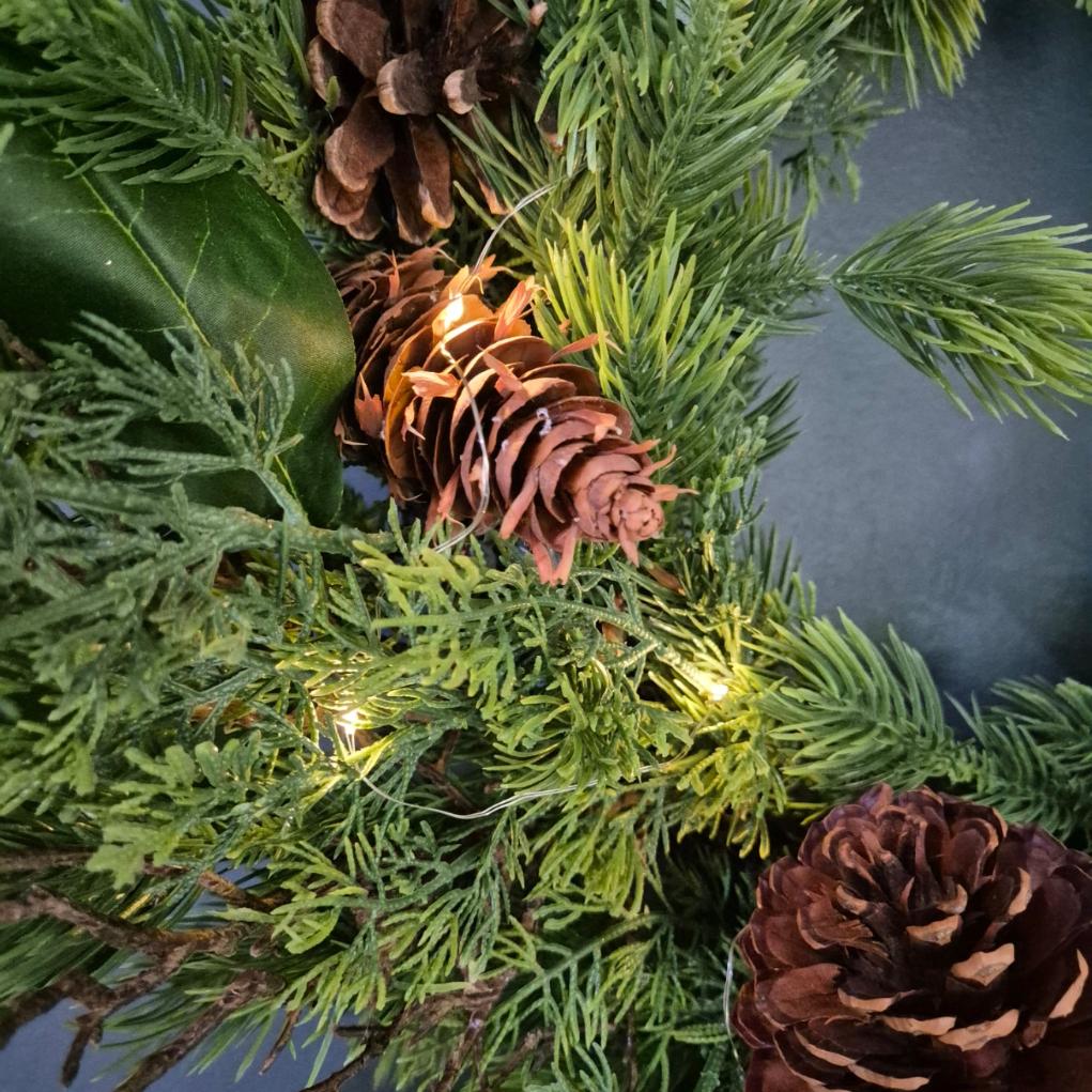 Pine and Cone LED Wreath