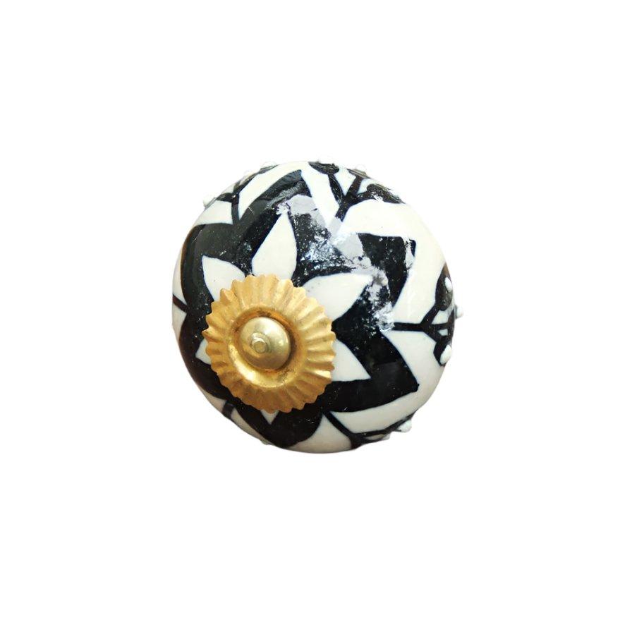 Black and White Ceramic Knob