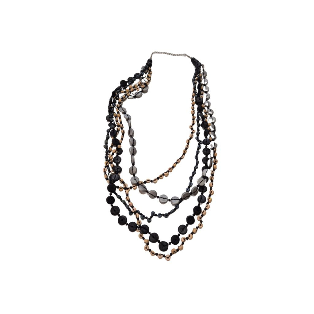 Charcoal Silver Multi Strand Necklace Main 