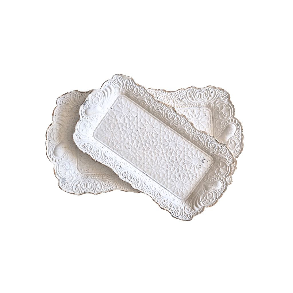 Decorative antique white tray