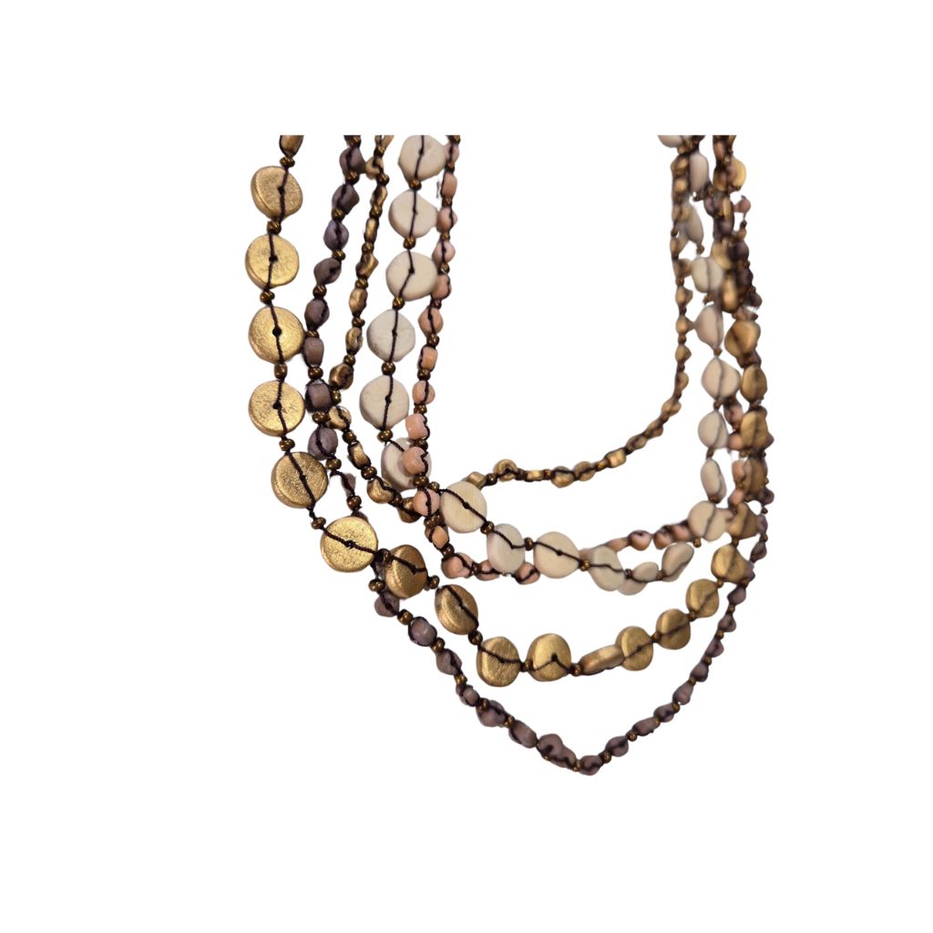 Golden Multi Strand Necklace Close Up