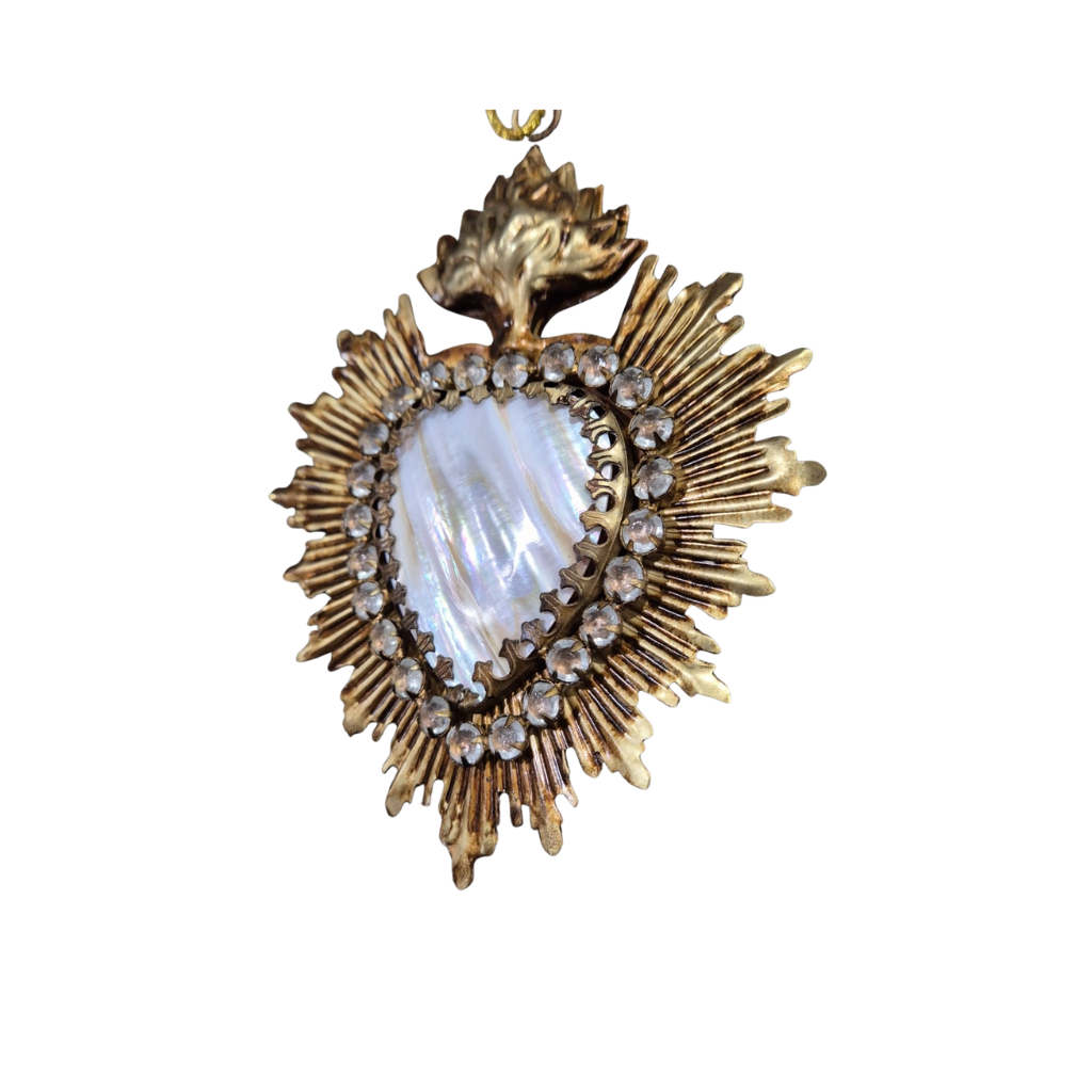 Jewelled Stone  Gold Heart Hanging Decor