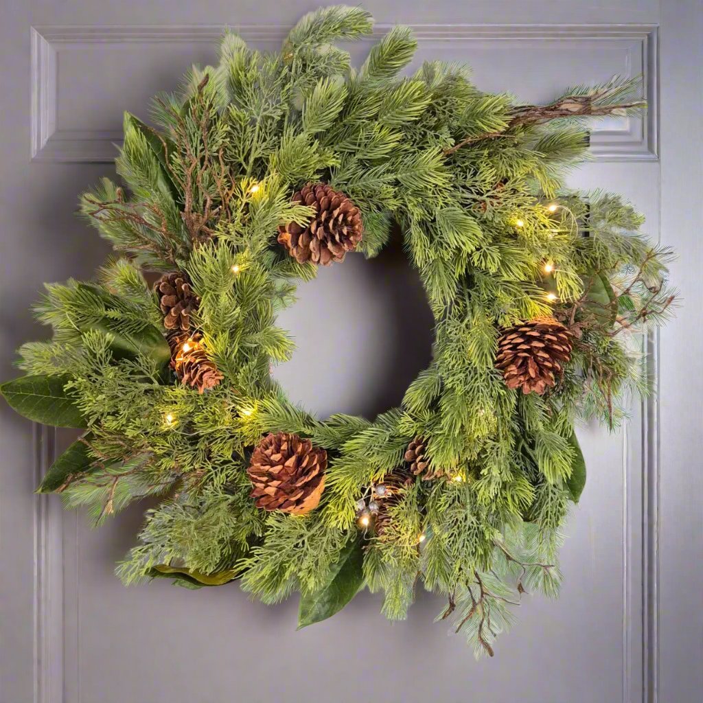 LED PineCone Wreath