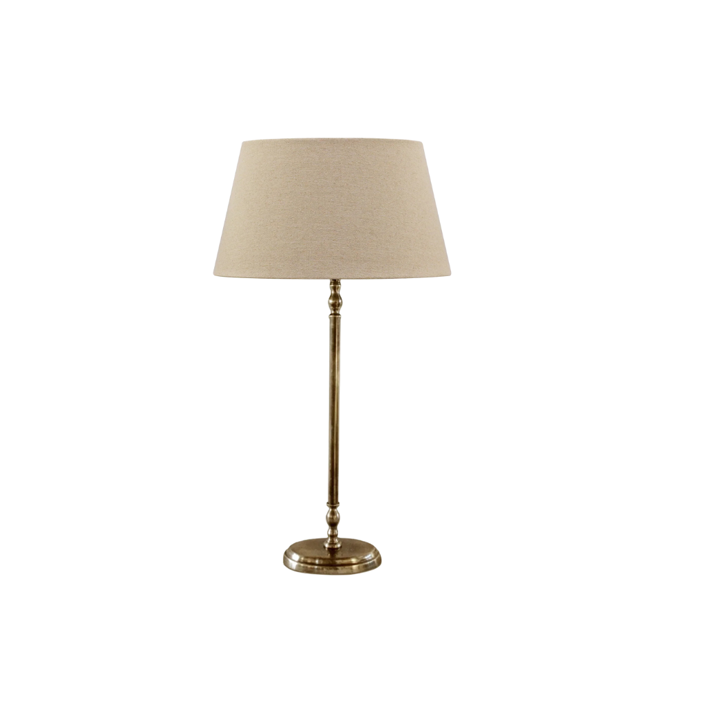 Lyon Antique Brass Lamp and Linen Shade