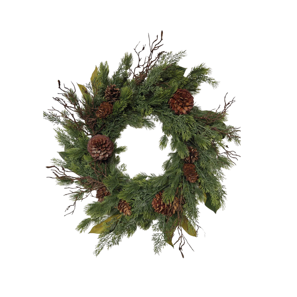 Mixed Pine and berry Wreath with pinecones