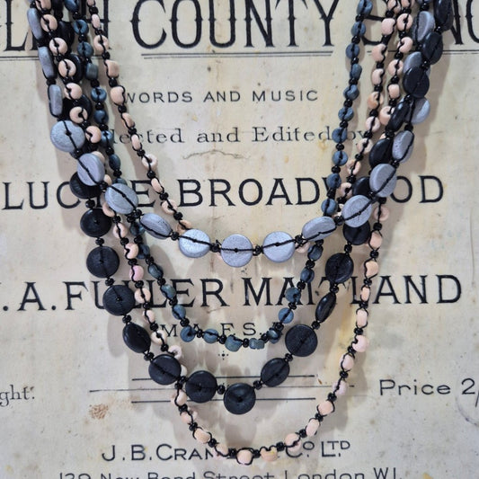 Silver Charcoal Multi Strand Necklace Styled