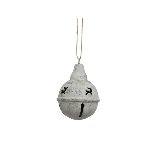 Decorative grey jingle bell with cut-out designs