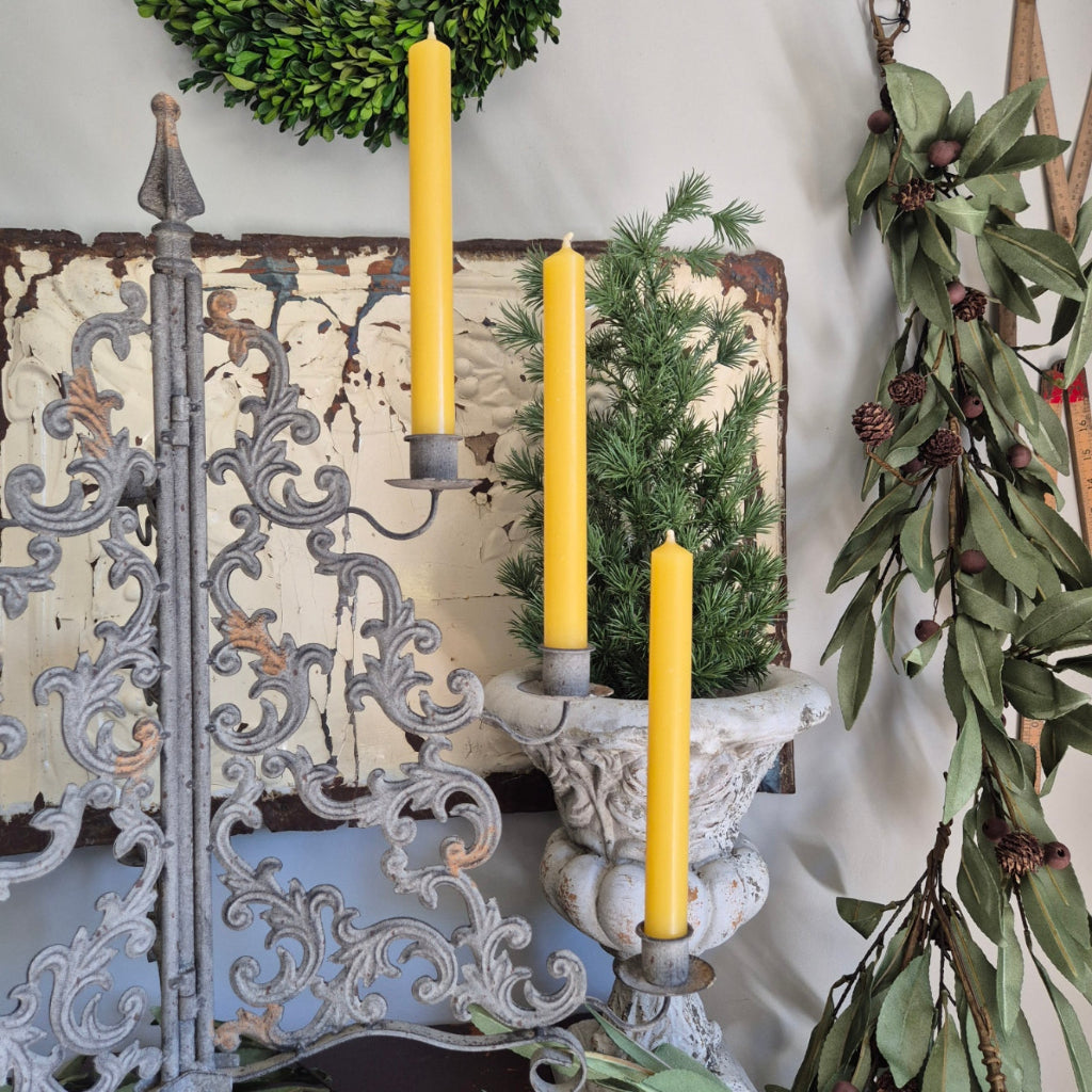 Taper Beeswax candles in Candelabra