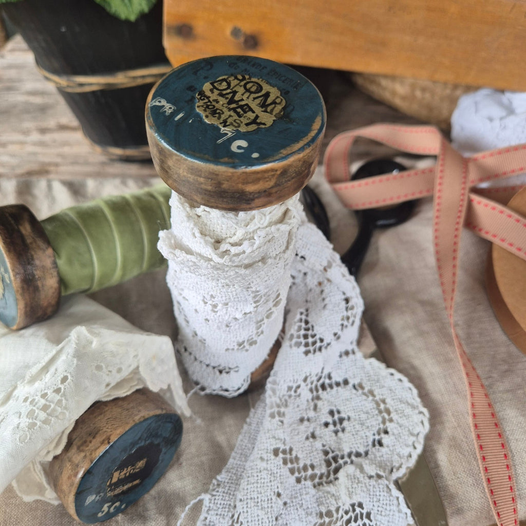 Vintage Bobbin with Crochet Lace