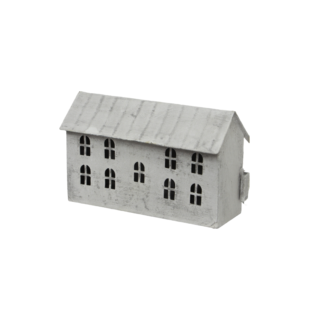 Zinc Oblong Tealight Christmas House