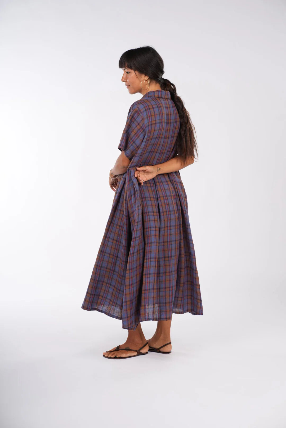 Vianne French Linen Check Dress